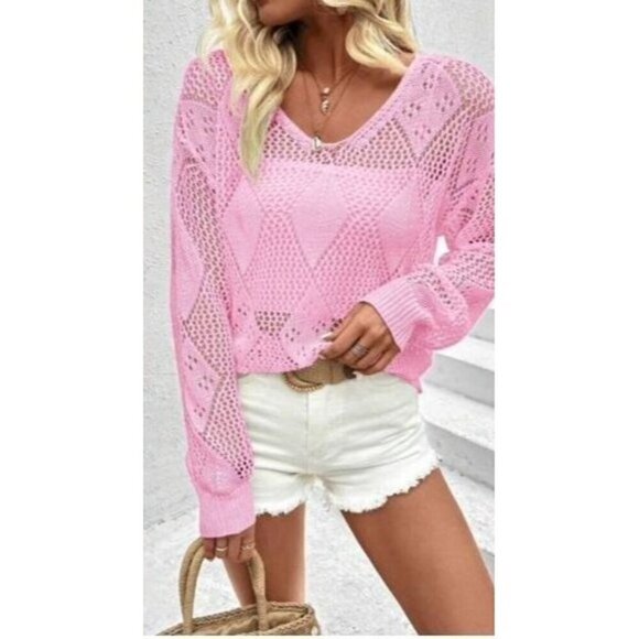 Chic Simple Daily Wear Hollow Out Sweater Pullover - Picture 3 of 6